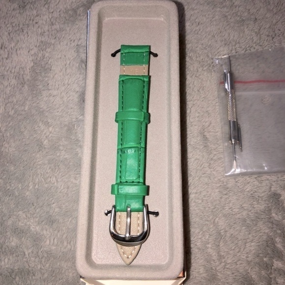 GREEN Leather Croc Grain Embossed Watch Strap Replacement - Picture 1 of 4